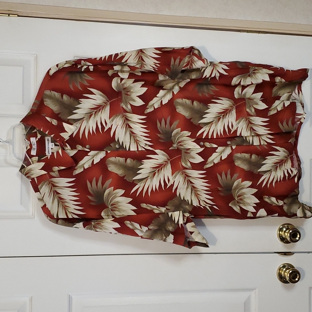 Pierre Cardin Hawaiian maroon & green size XXL shirt